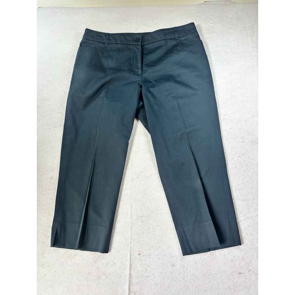 Claudia Ev Women's Capris Size 12 Cropped Navy Cotton Stretch Modern Pants